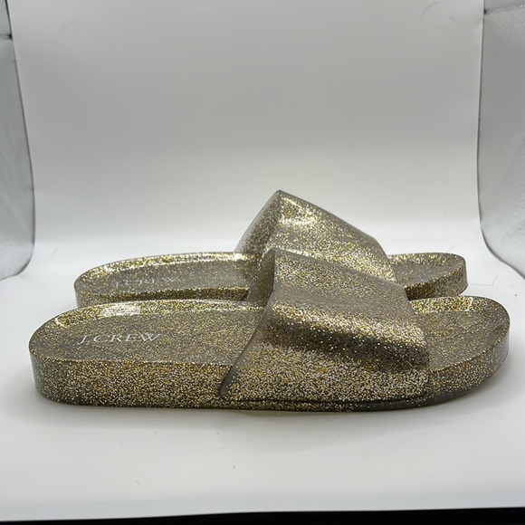 J. Crew Shoes - J Crew Slip On Jelly Slides Sandals Gold Glitter Shimmer Womens Size 8